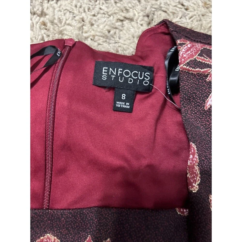 Enfocus Studio Womens Sheath Dress Black Burgundy Floral Size 8 NWT Free‎ Ship - Picture 4 of 8